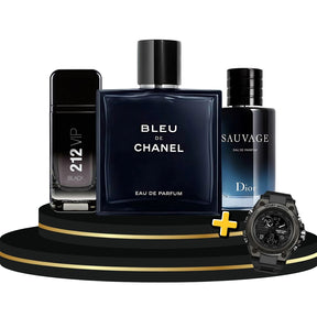 BLEU DE CHANEL + 212 VIP BLACK + SAUVAGE + REGALO EXCLUSIVO
